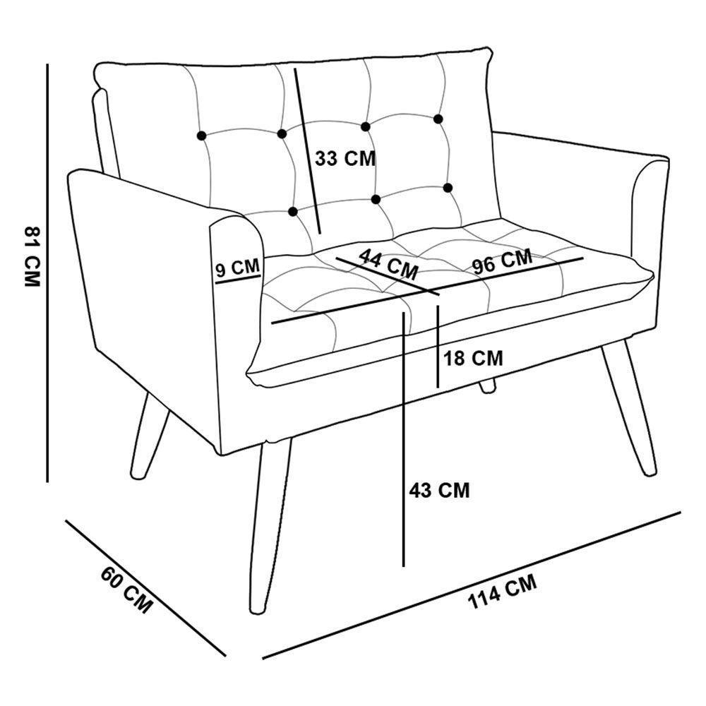 Kit 2 Poltronas E Namoradeira 2 Lugares Olivia Suede Marrom - 2
