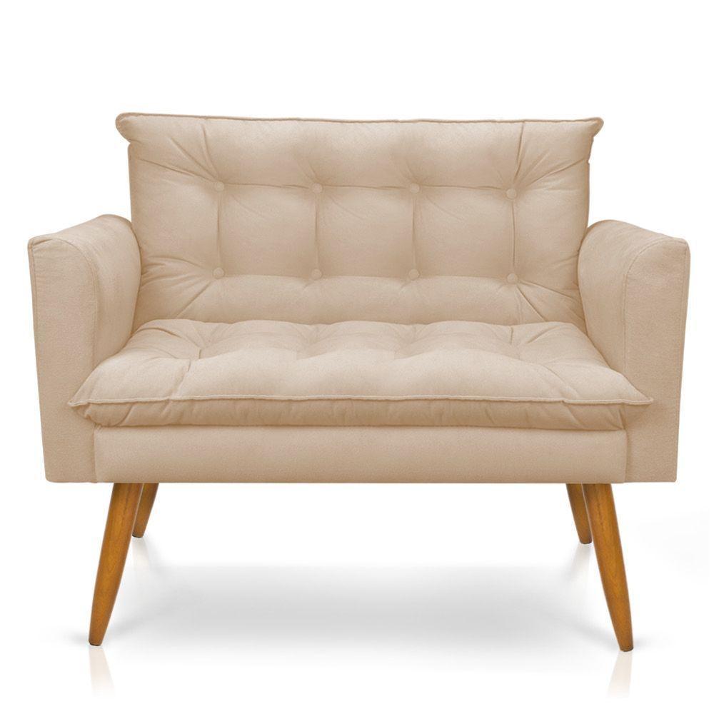 Kit Poltrona E Namoradeira 2 Lugares Olivia Suede Bege - 4