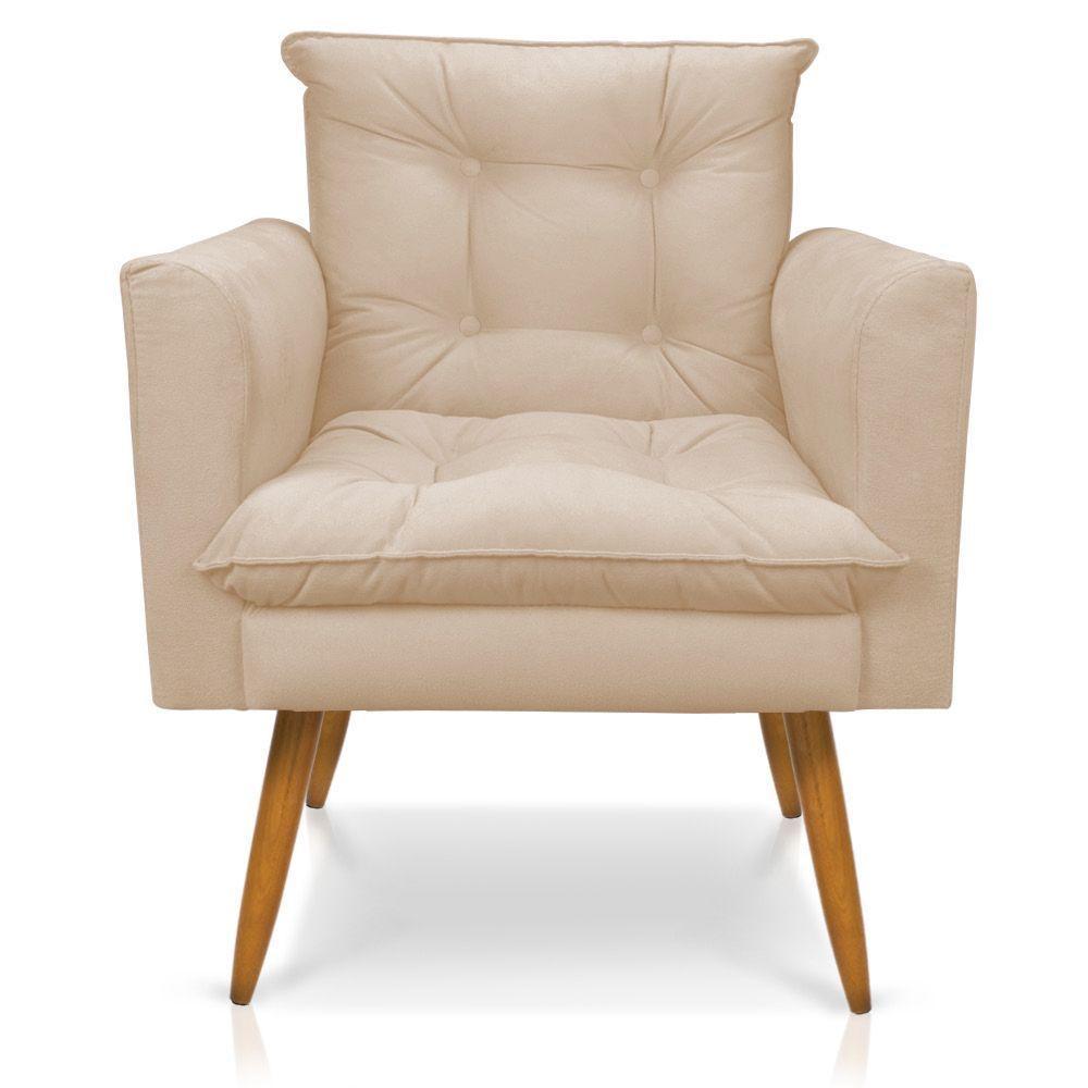 Kit Poltrona E Namoradeira 2 Lugares Olivia Suede Bege - 8