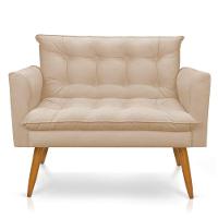 Kit Poltrona E Namoradeira 2 Lugares Olivia Suede Bege