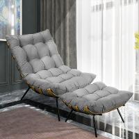 Kit Poltrona E Puff Costela Veludo Grafite - 9