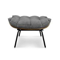 Kit Poltrona E Puff Costela Veludo Grafite - 3