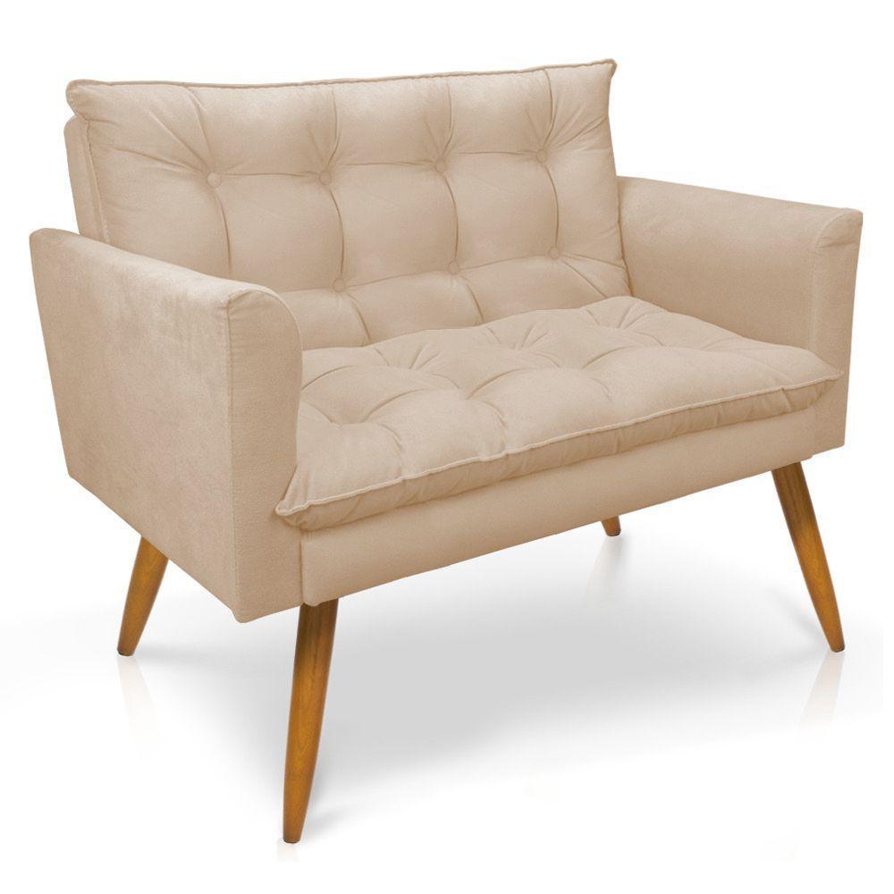 Kit Poltrona E Namoradeira 2 Lugares Olivia Suede Bege - 5