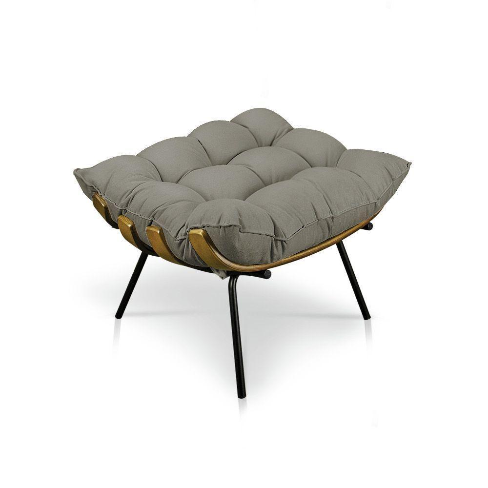 Kit Poltrona E Puff Costela Veludo Capuccino - 4