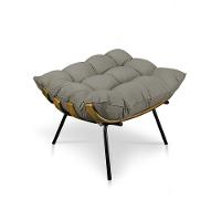 Kit Poltrona E Puff Costela Veludo Capuccino