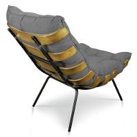 Kit 2 Poltronas Costela Suede Grafite Base Metálica Pallazio - 2