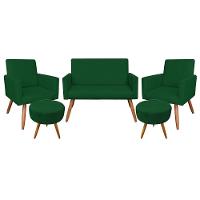 Kit Namoradeira 2 Poltronas E 2 Puffs Redondo e Verde - 1