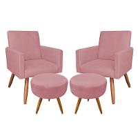 Kit 2 Poltronas E 2 Puffs Redonda e Rosê - 1