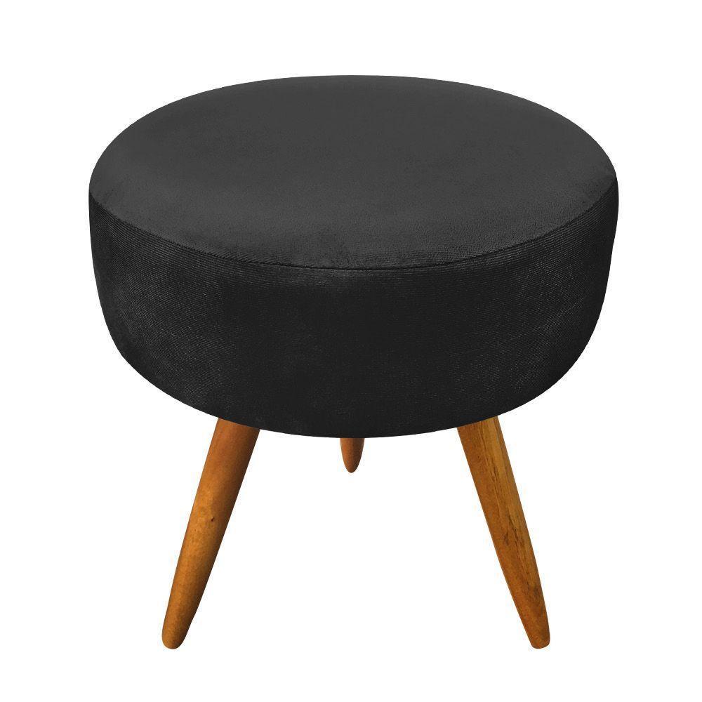 Kit 2 Poltronas E Puff Redonda Preto e Castanho - 4