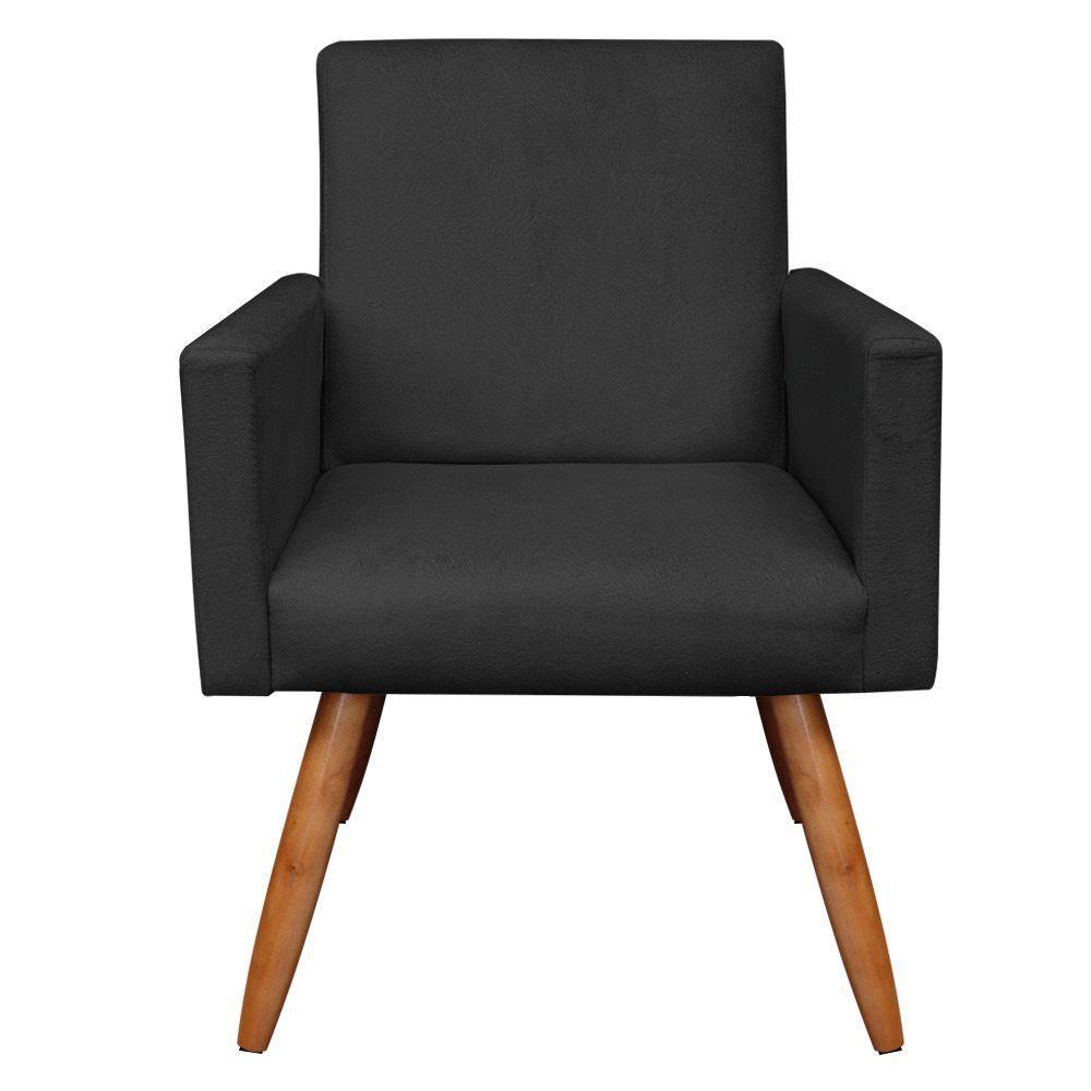 Kit 2 Poltronas E Puff Redonda Preto e Castanho - 8