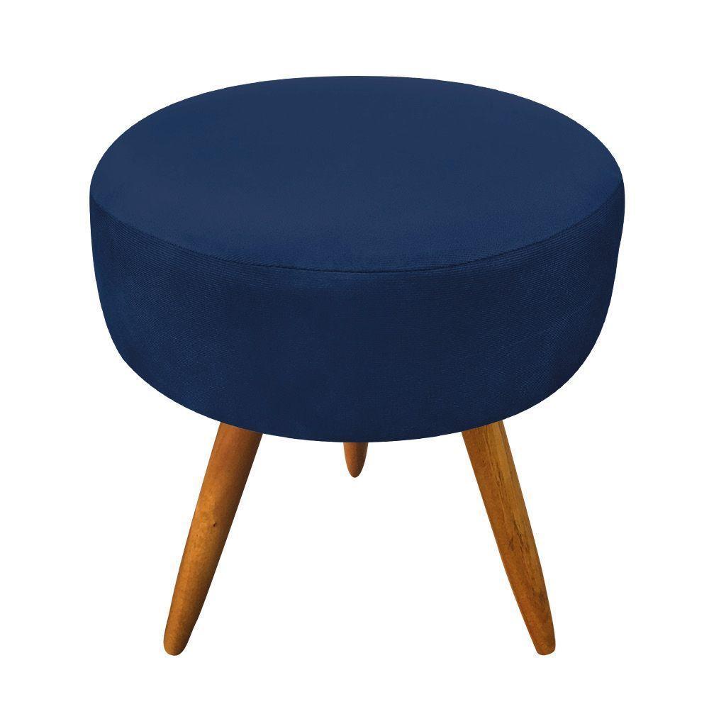 Kit 2 Poltronas E Puff Redonda Azul Marinho e Castanho - 4