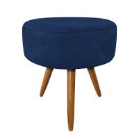 Kit 2 Poltronas E 2 Puffs Redonda Azul Marinho e Castanho - 5