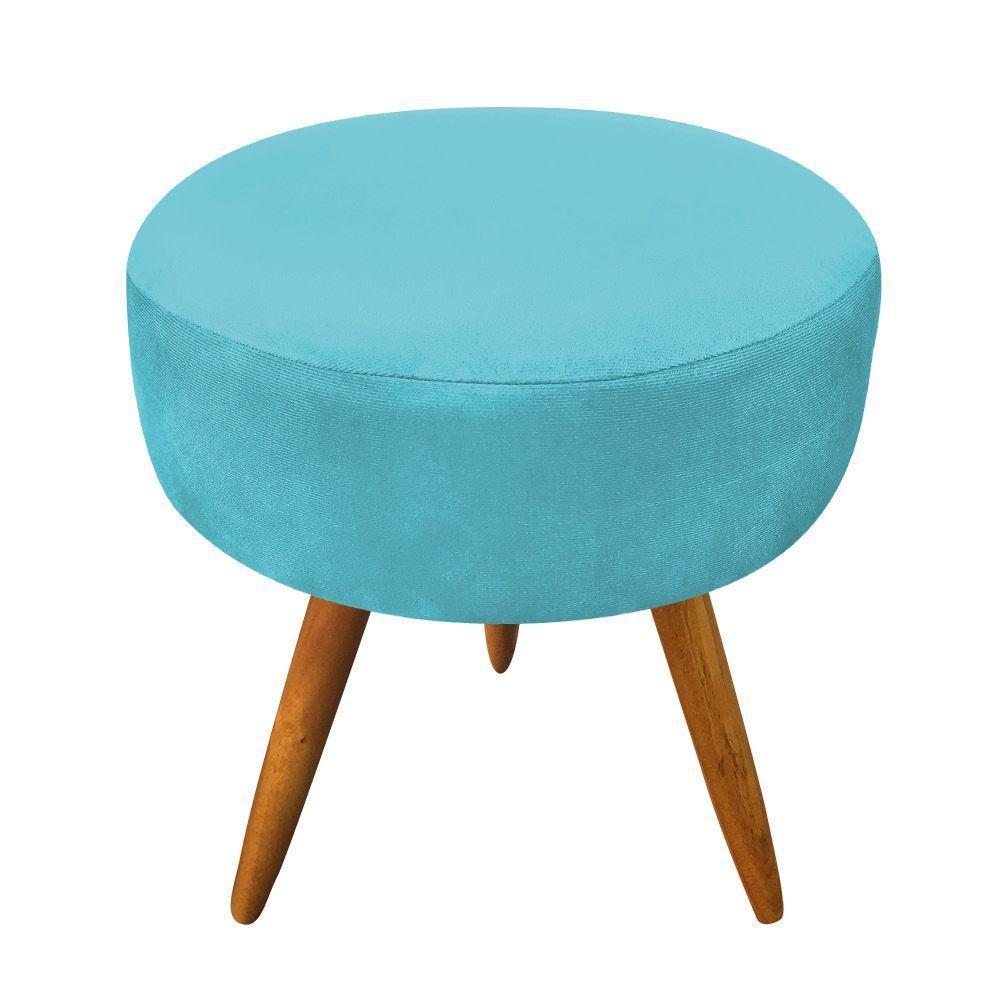 Kit Poltrona E Puff Redonda e Azul Turquesa - 4