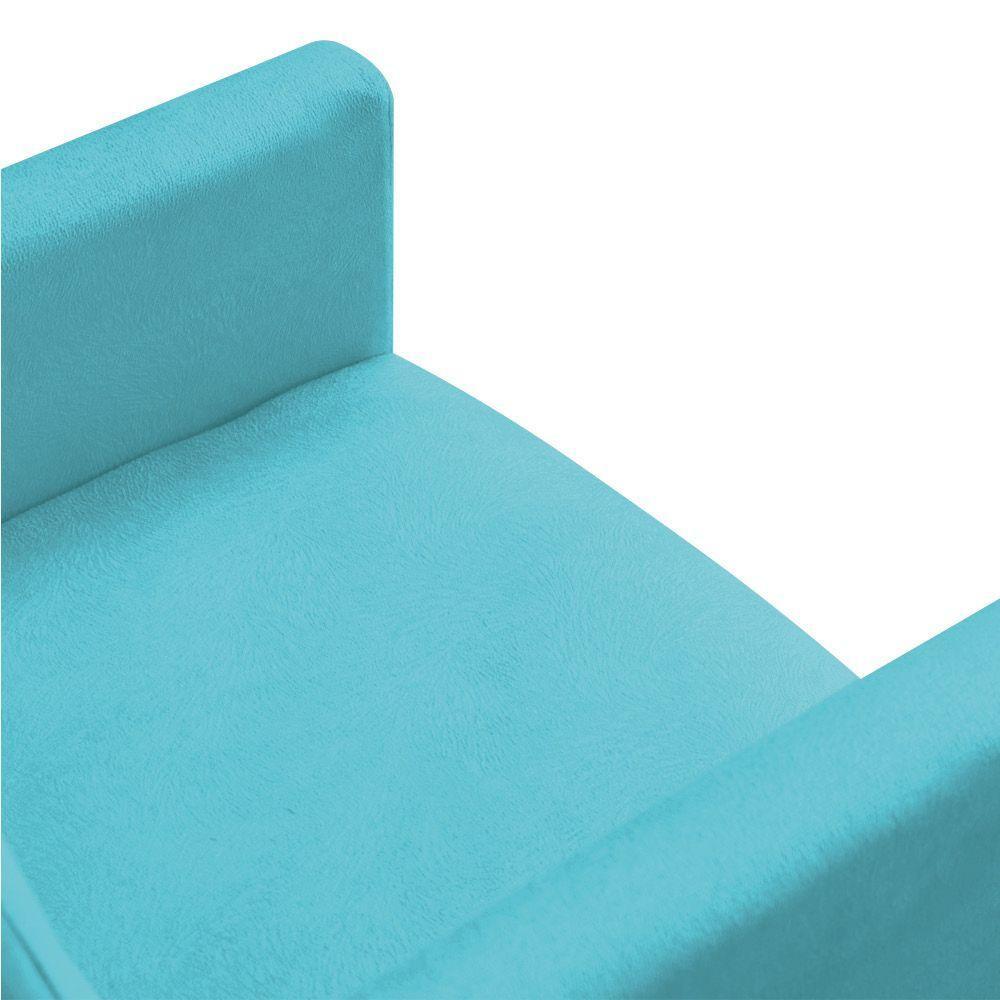 Kit Poltrona E Puff Redonda e Azul Turquesa - 6