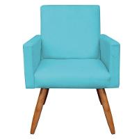 Kit Poltrona E Puff Redonda e Azul Turquesa - 8