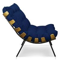 Kit 2 Poltronas Costela Veludo Azul Marinho - 5