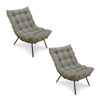 Kit 2 Poltronas Costela Veludo Capuccino - 1