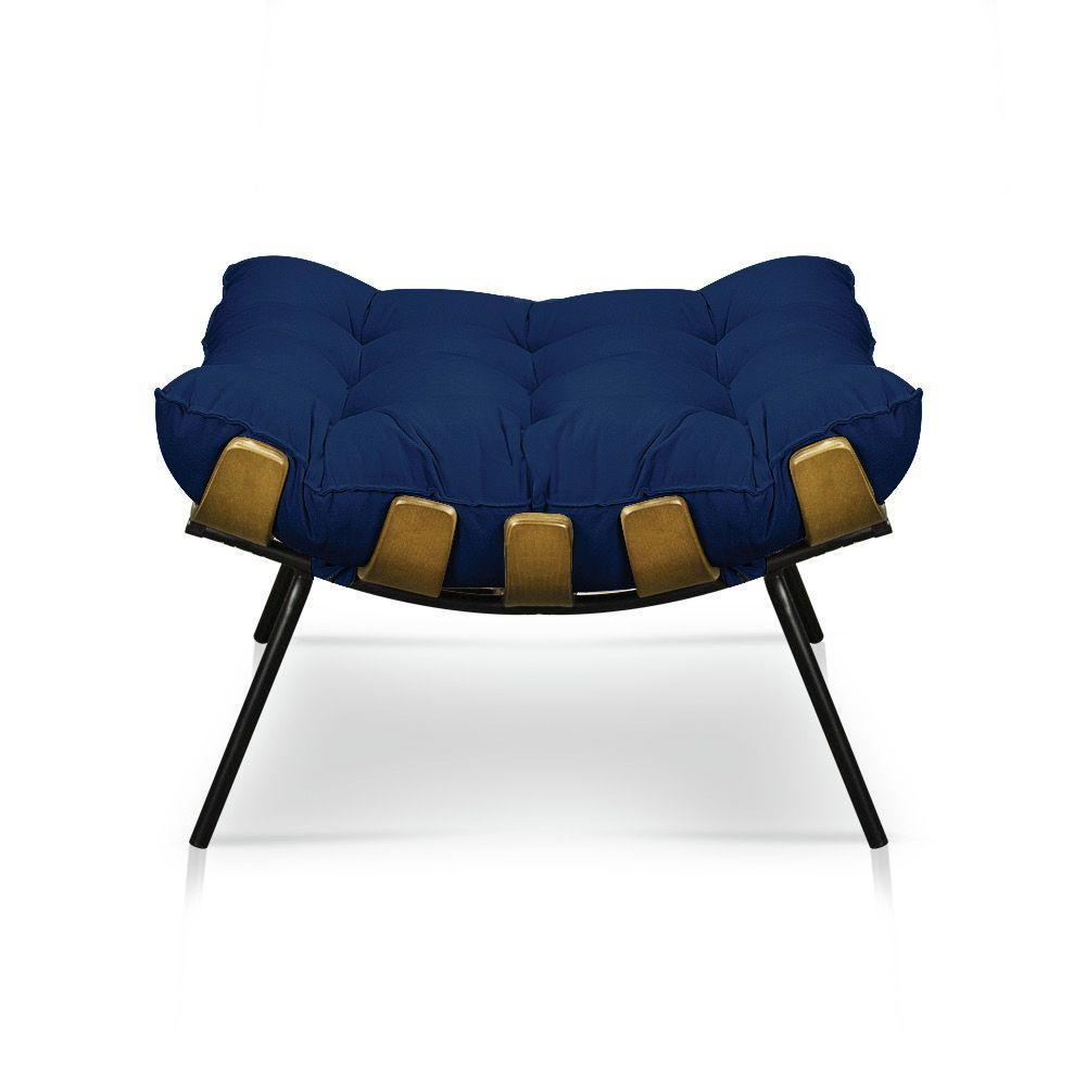 Kit Poltrona E Puff Costela Suede Azul Marinho - 2