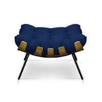 Kit Poltrona E Puff Costela Suede Azul Marinho - 2