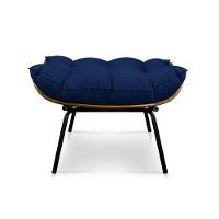 Kit Poltrona E Puff Costela Suede Azul Marinho - 3