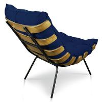 Kit Poltrona E Puff Costela Suede Azul Marinho - 5