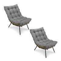 Kit 2 Poltronas Costela Veludo Grafite - 1