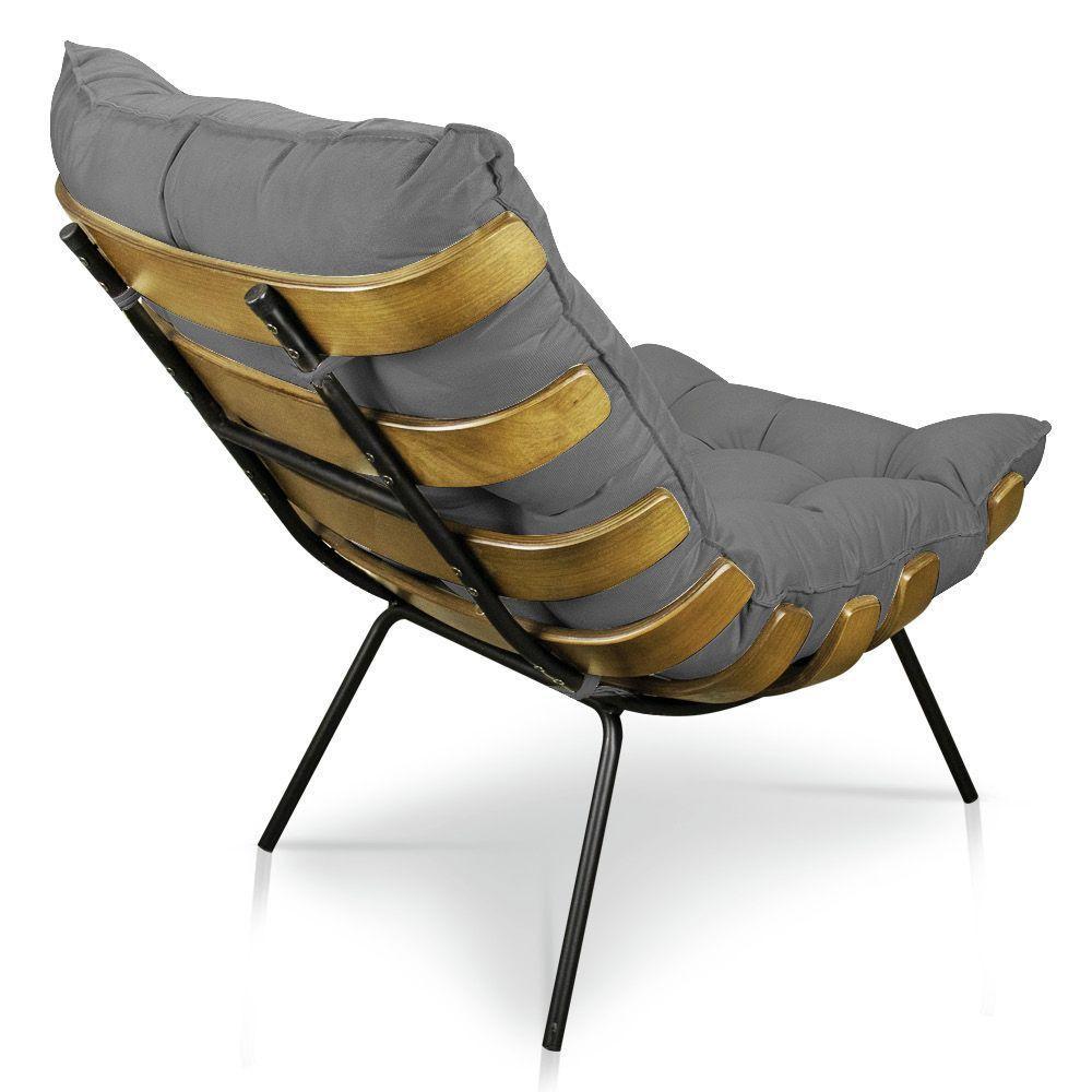 Poltrona Costela Veludo Base Metálica Pallazio Grafite - 2