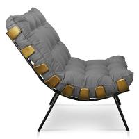 Poltrona Costela Veludo Base Metálica Pallazio Grafite - 5