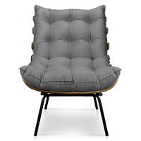 Poltrona Costela Veludo Base Metálica Pallazio Grafite - 7