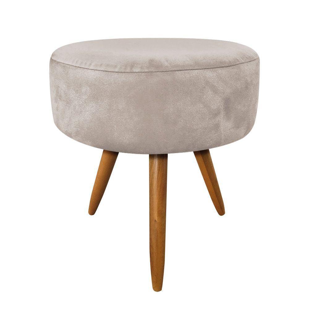 Kit 2 Poltronas E 2 Puffs Redonda Bege e Castanho - 5