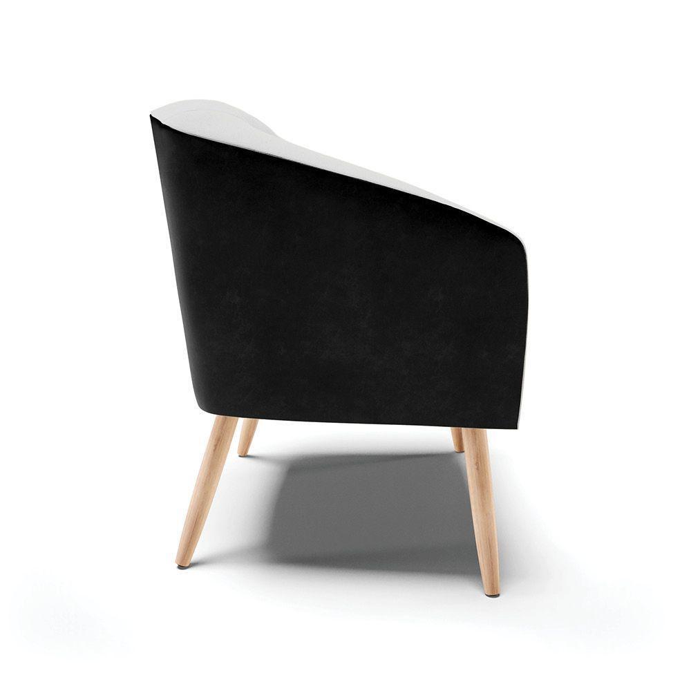 Kit 02 Poltronas Corano Preto Com Linho Cinza Pés Palito - 5