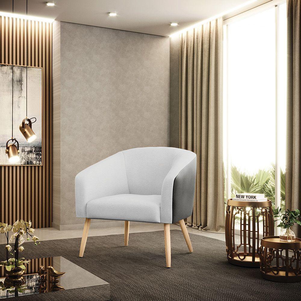 Kit 02 Poltronas Corano Preto Com Linho Cinza Pés Palito - 8