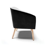 Kit 02 Poltronas Corano Preto Com Linho Cinza Pés Palito - 5