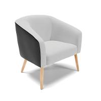 Kit 02 Poltronas Corano Preto Com Linho Cinza Pés Palito - 7