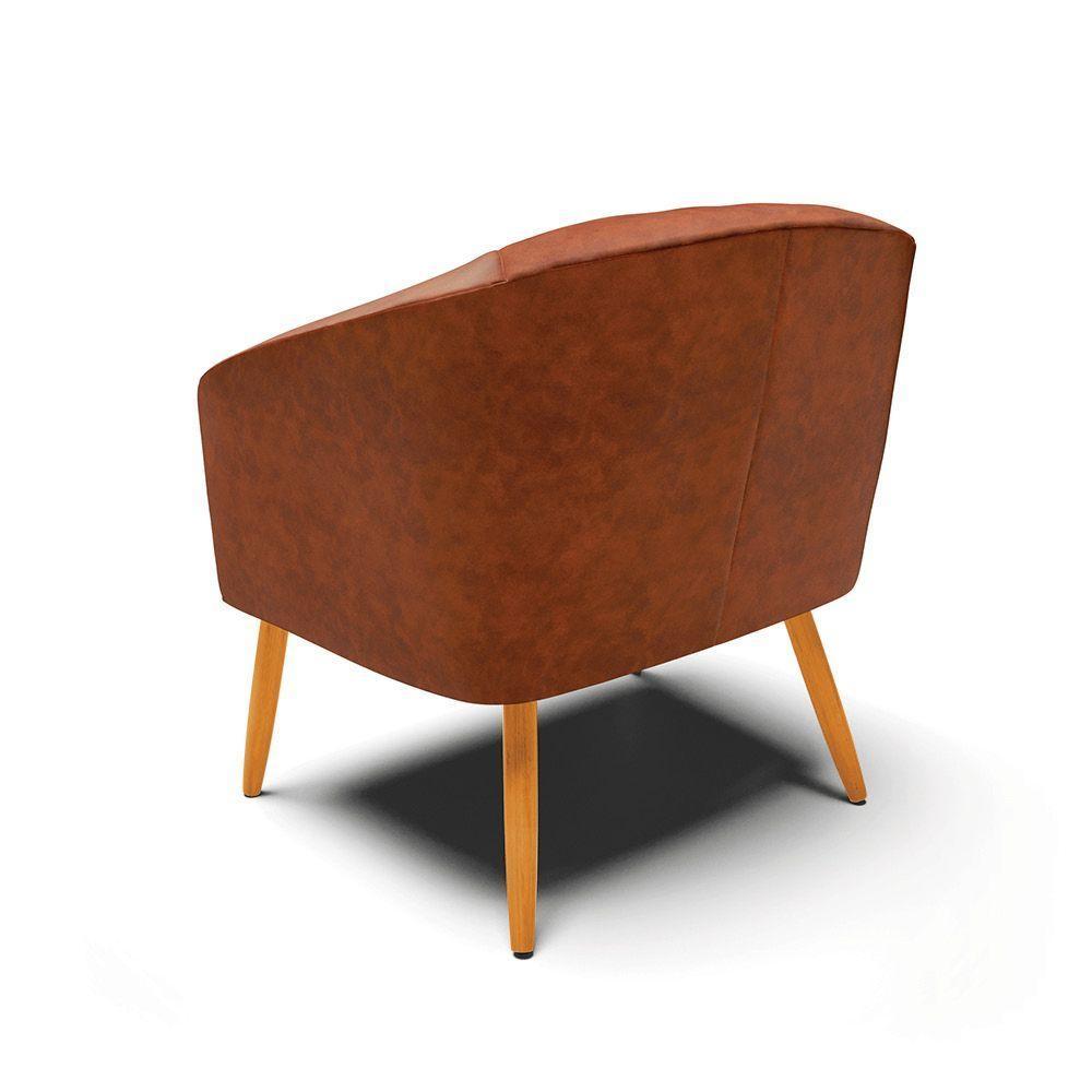 Kit 02 Poltronas Corano Nozes Pés Palito Castanho - 4