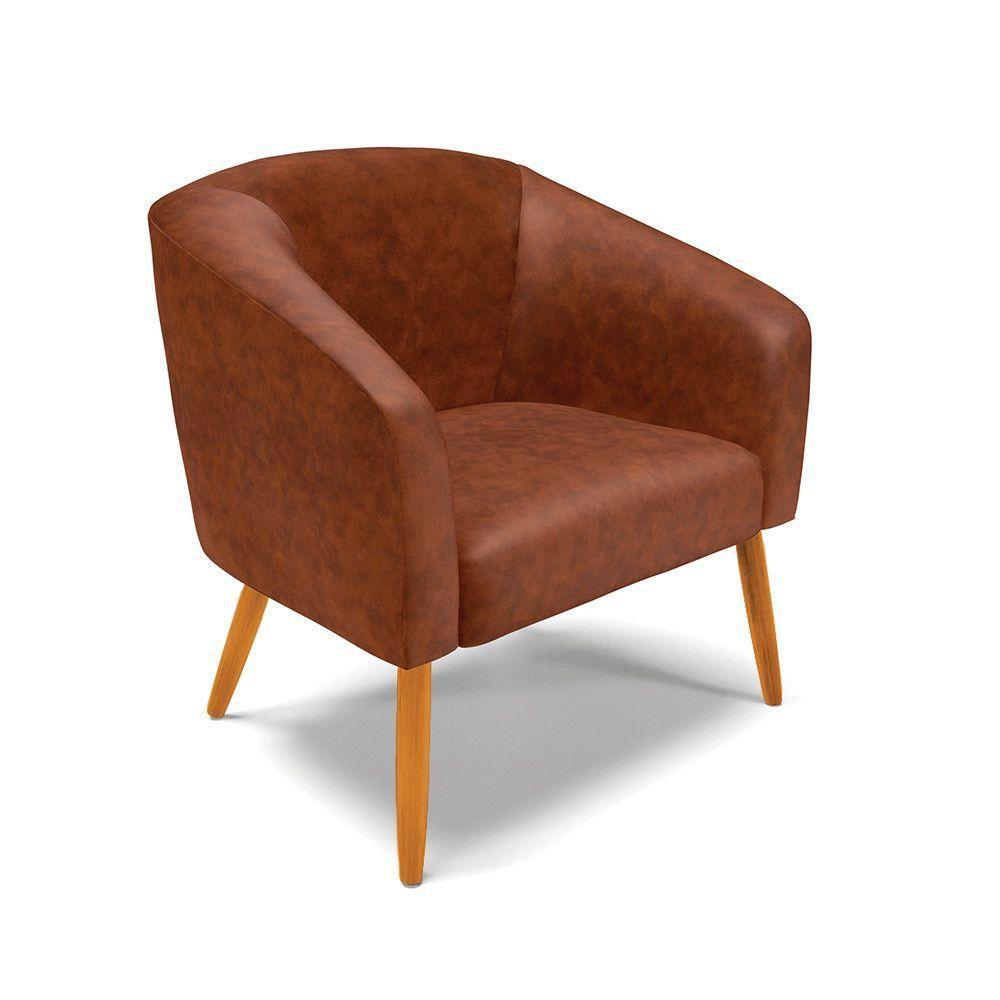 Kit 02 Poltronas Corano Nozes Pés Palito Castanho - 7