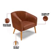 Kit 02 Poltronas Corano Nozes Pés Palito Castanho - 3