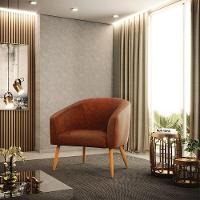 Kit 02 Poltronas Corano Nozes Pés Palito Castanho - 8