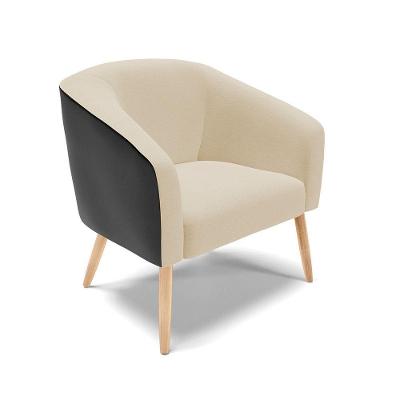 Poltrona Corano Preto Com Linho Areia Pés Palito