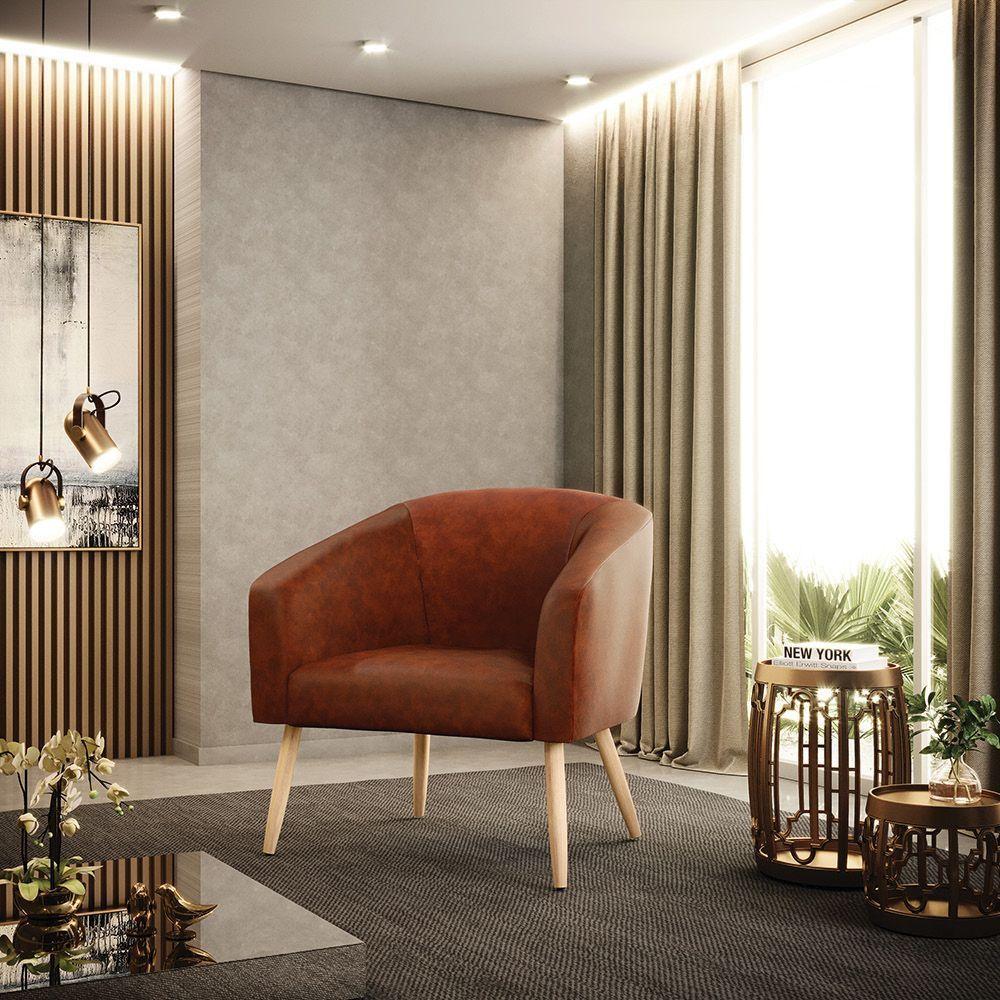 Kit 02 Poltronas no Pés Palito D'rossi Nozes - 8