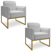 Kit 02 Poltronas Marisa Linho Cinza D'rossi - 1