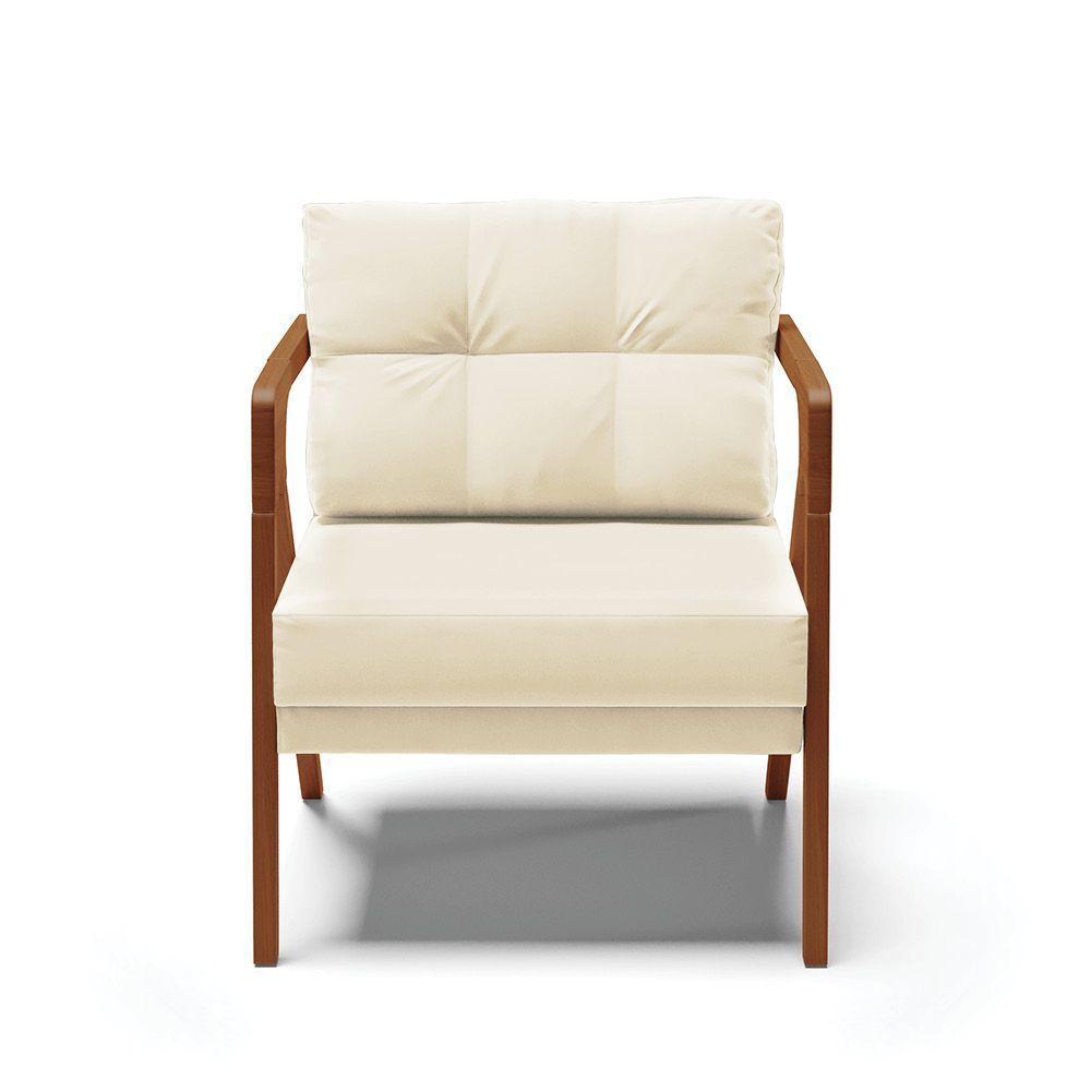 Poltrona Melissa Veludo Base De Madeira Castanho Cor Bege - 7