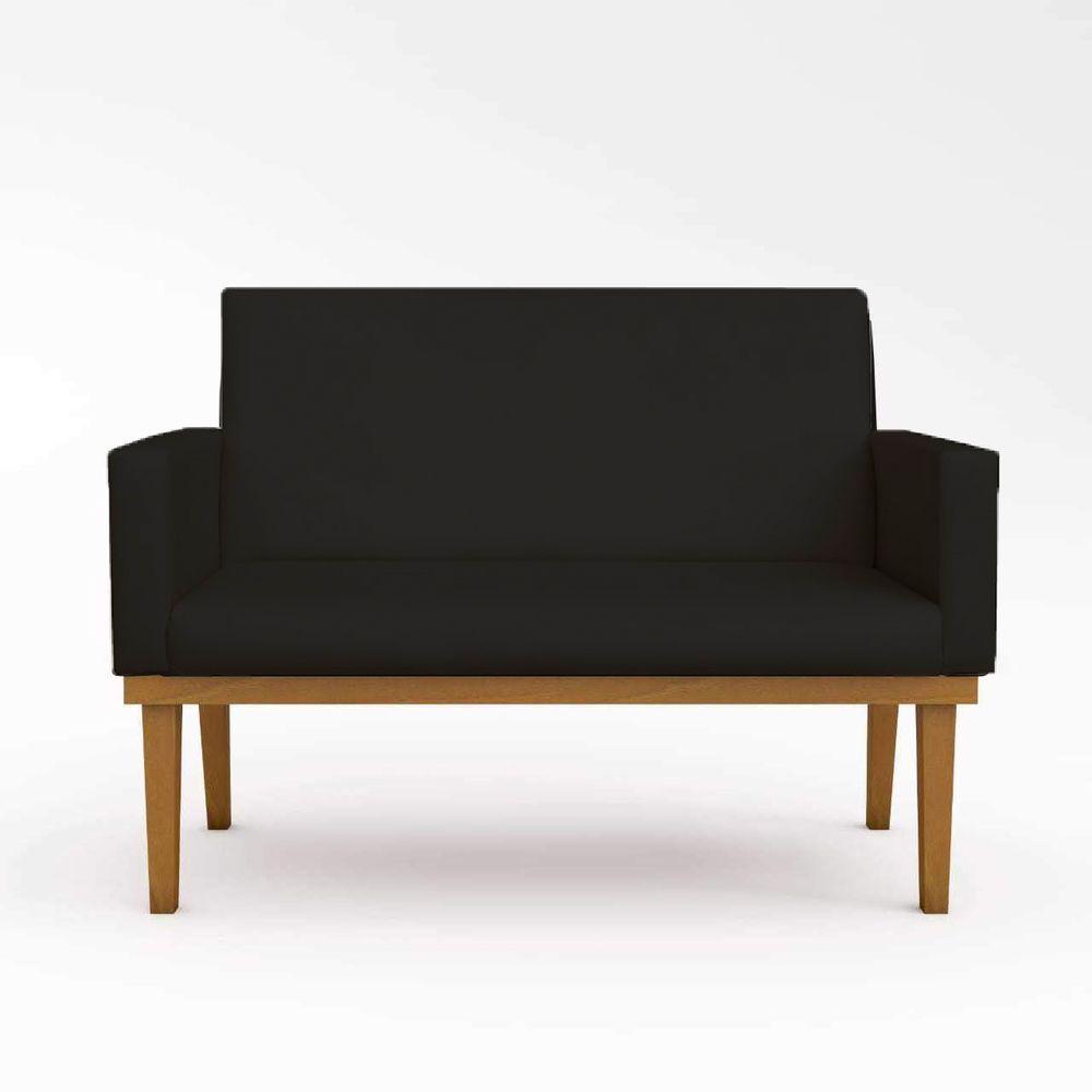 Namoradeira Com Base Poltrona Decorativa Luxo Tecido Preto - 4
