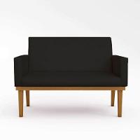 Namoradeira Com Base Poltrona Decorativa Luxo Tecido Preto - 4