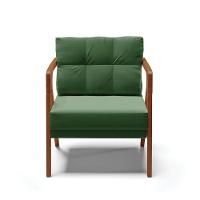 Poltrona Melissa Suede Base De Madeira Castanho Cor Verde - 7