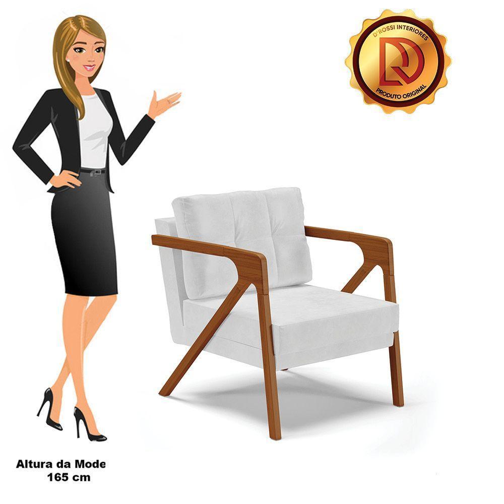Kit 02 Poltronas Corano Branco Base De Madeira Castanho - 4