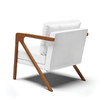 Kit 02 Poltronas Corino Base De Madeira Castanho Branco - 5