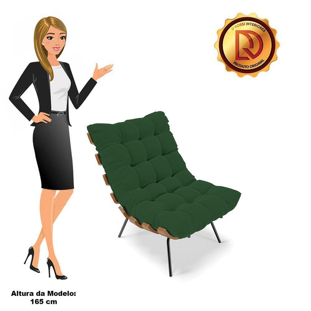 Poltrona Costela Veludo Verde Base Metálica Preto - D'Rossi - 4
