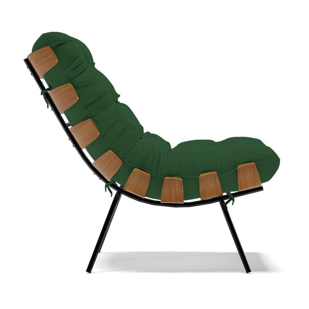 Poltrona Costela Veludo Verde Base Metálica Preto - D'Rossi - 6