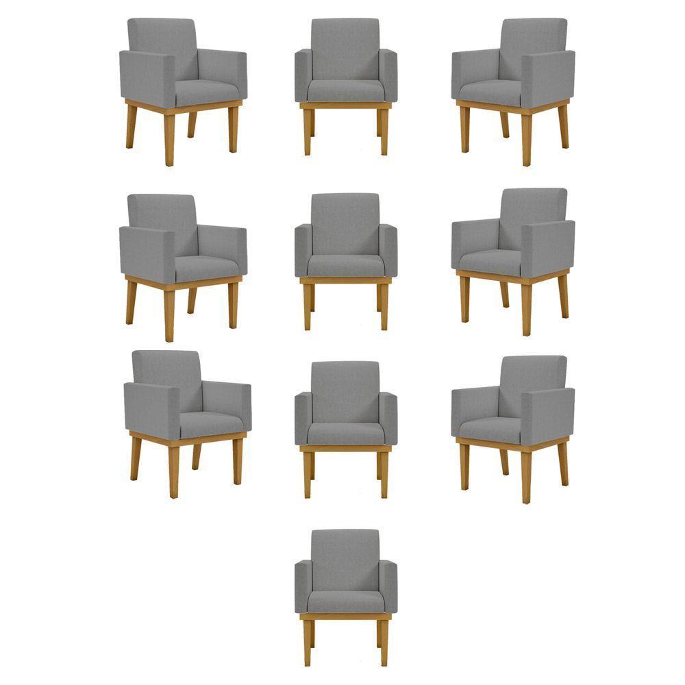 Kit 10 Poltronas Reforçadas Escritório Recepção Sala Grafite - 1